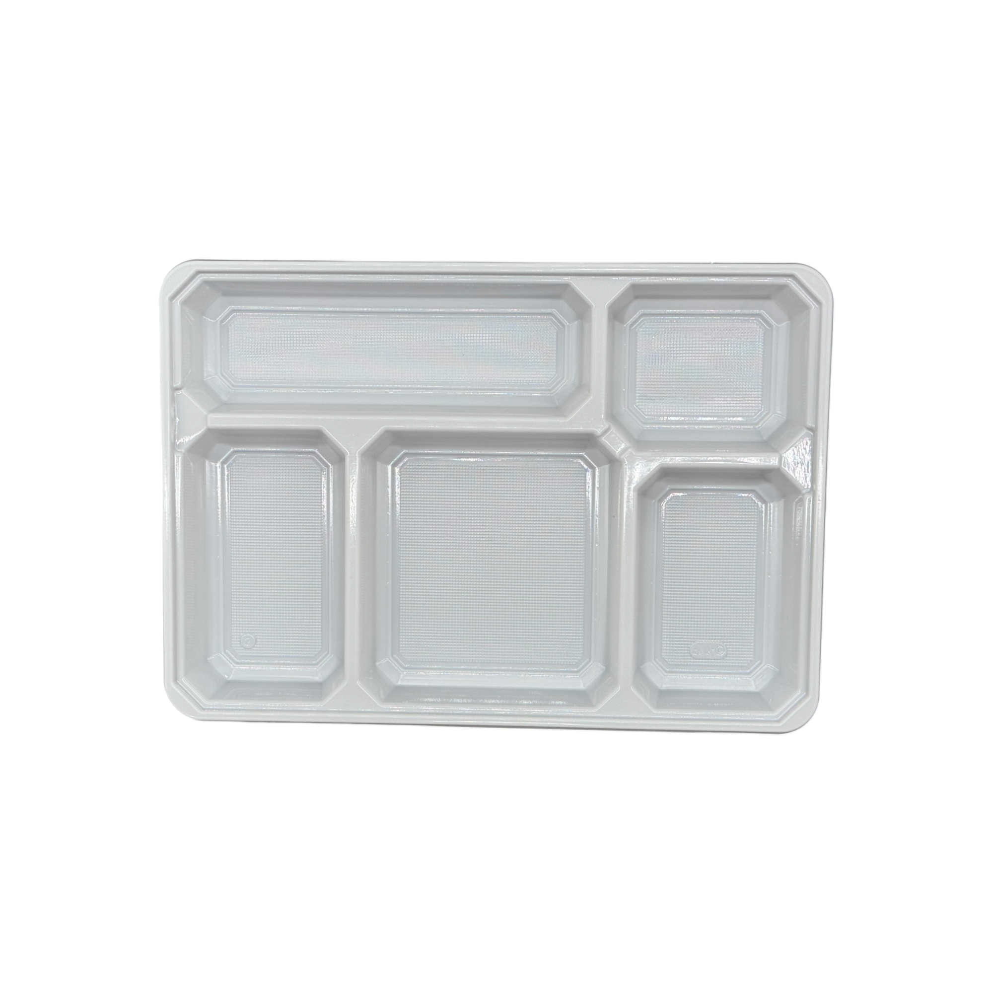 Plateau repas 5 compartiments blanc éco 318+34x223 mm
